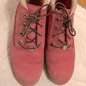 Pink Timberland Ladies construction boots